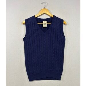 Preppy Dark Academia Gant Boys Size L 16-18 Navy Blue Cable Knit Sweater Vest